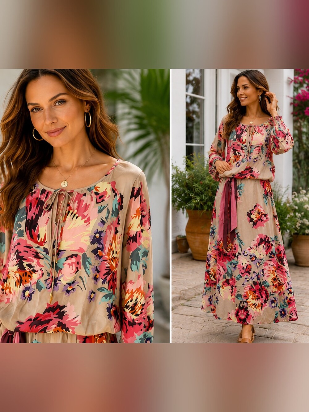 Anthropologie Tibi New York Floral Midi Dress Sash Puff Sleeves 100% Silk 10